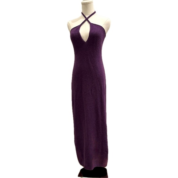 KHAITE Cashmere Knit Dress Purple Georgia Midi Maxi Slip Halter 2-Way M - Picture 3 of 12
